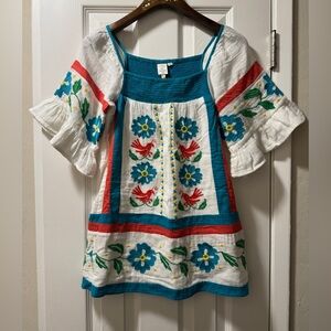 Anthropologie embroidered tunic blouse